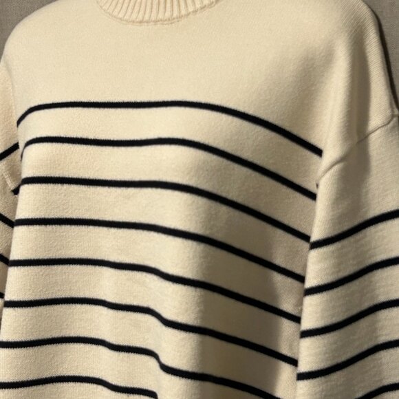 Zara Breton Stripe Cream and Black Sweater - Size Medium to L:arge - Picture 5 of 12